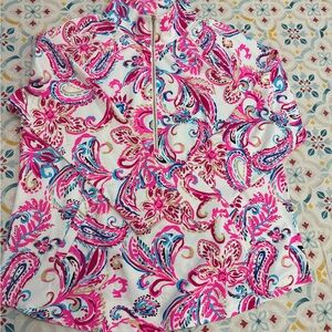Lilly Pulitzer UPF 50+ Skipper Pullover Coconut Flitting About Size XXL